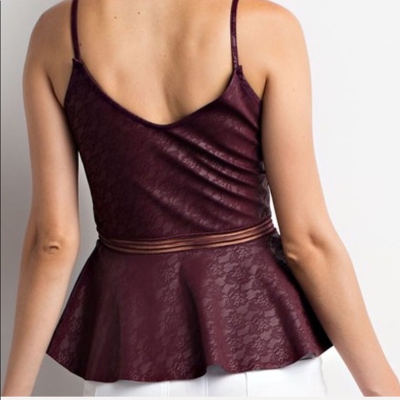 Burgundy Peplum Top - Picture 5 of 7
